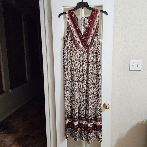 Knox Rose Dresses & Skirts - Knox Rose XL Boho Floral Maxi Dress Sleeveless Border Print Festival Cottagecore